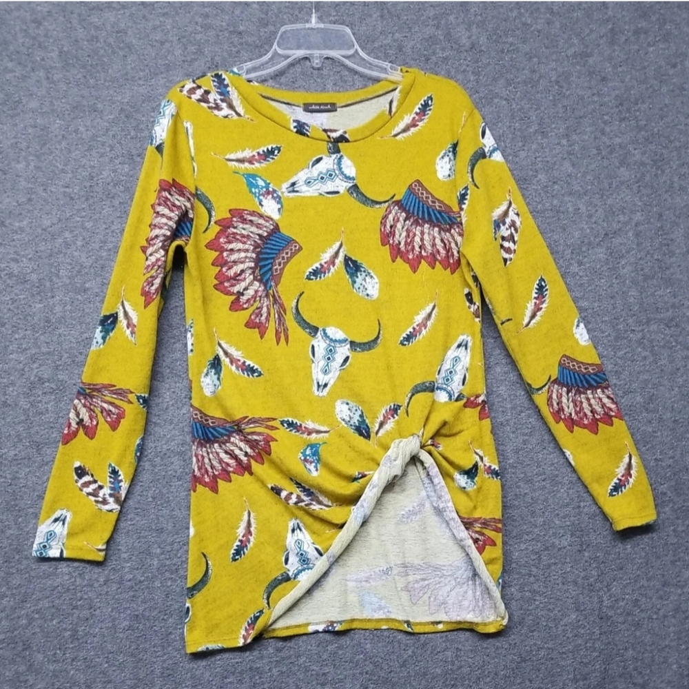Womens White Birch South Western Tunic Size M Long Sleeve